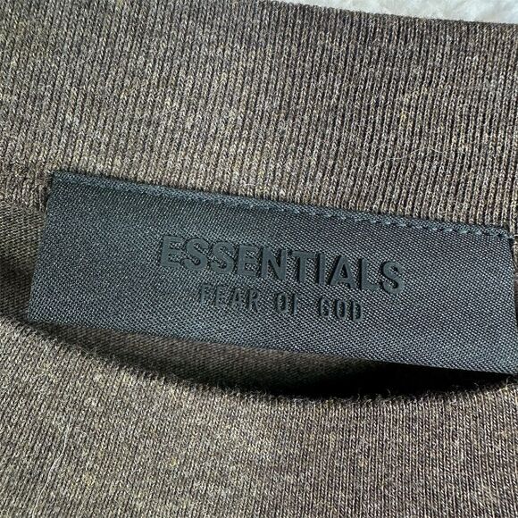 Fear of God Essentials Men's Long Sleeve Tee Brown Size L Crew Neck Oversized - Picture 4 of 13